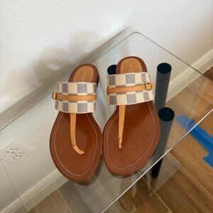 Louis Vuitton  Damier Azur Palma Flat Thong Sandals